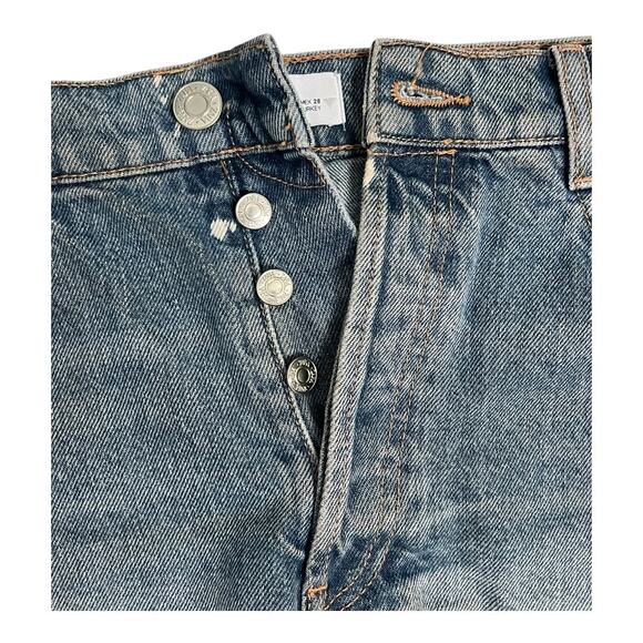 Zara Distressed Cut off Jean Shorts Womens 6 Boyfriend Grunge Bleached - Picture 3 of 5